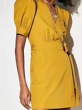 Wrap-Front Dress in Mustard